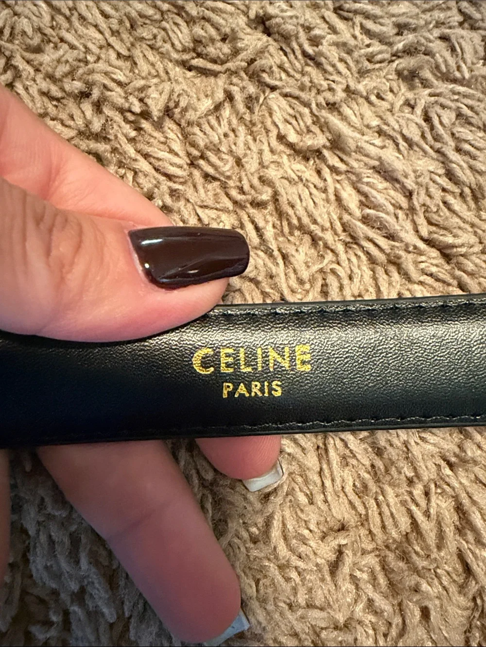 Celine Black Leather Belt with Gold Double C Buckle